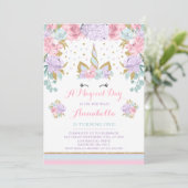 Unicorn Invitation Anniversaire Pink Gold Unicorn (Debout devant)