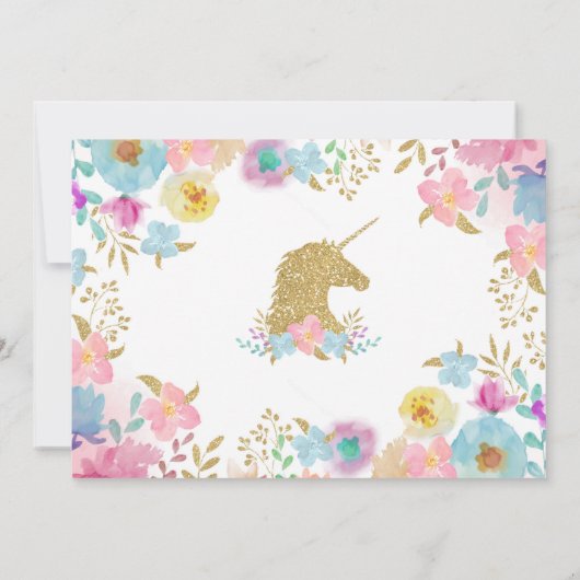 Unicorn Invitation Anniversaire Pink Gold Unicorn (Dos)