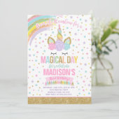 Unicorn Invitation Anniversaire Pink Gold Unicorn (Debout devant)