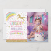 Unicorn Invitation Anniversaire Pink Gold Unicorn (Devant)