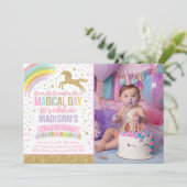 Unicorn Invitation Anniversaire Pink Gold Unicorn (Debout devant)