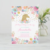 Unicorn Invitation Anniversaire Pink Gold Unicorn (Debout devant)