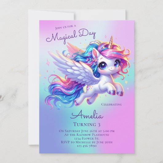 Unicorn Invitation Anniversaire Unicorn Anniversai (Devant)
