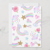 Unicorn invitation fête d'anniversaire rainbow uni (Dos)