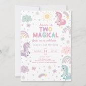 Unicorn Invitation Two Magical. Girls 2nd Birthday (Devant)