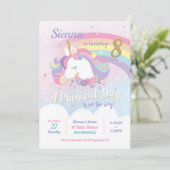 Unicorn Invitations Anniversaire Rainbow Girl (Debout devant)