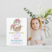 Unicorn Invitations d'anniversaire avec photo (Debout devant)
