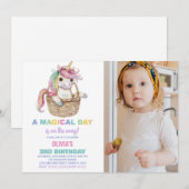 Unicorn Invitations d'anniversaire avec photo (Devant / Derrière)