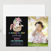 Unicorn Invitations d'anniversaire avec photo (Devant / Derrière)