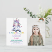 Unicorn Invitations d'anniversaire avec photo (Debout devant)
