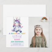 Unicorn Invitations d'anniversaire avec photo (Devant / Derrière)