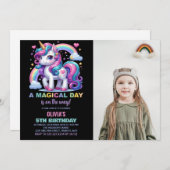 Unicorn Invitations d'anniversaire avec photo (Devant / Derrière)
