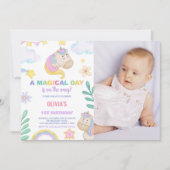 Unicorn Invitations d'anniversaire avec photo (Devant)