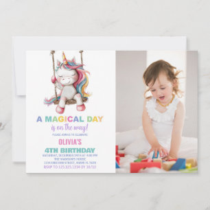 Unicorn Invitations d'anniversaire avec photo