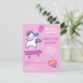 Unicorn Invitations d'anniversaire fille (Debout devant)