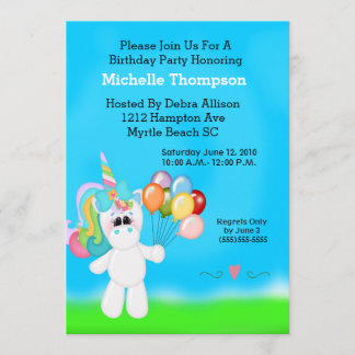 Unicorn Invitations de fête d'anniversaire