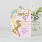 Unicorn Invitations de fête d'anniversaire (Debout devant)