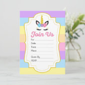 Unicorn Invitations de fête d'anniversaire (Debout devant)