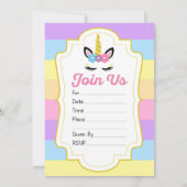 Unicorn Invitations de fête d'anniversaire (Dos)