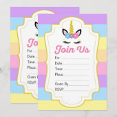 Unicorn Invitations de fête d'anniversaire (Devant / Derrière)