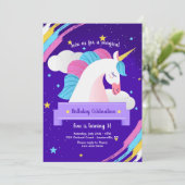 Unicorn Invitations de fête d'anniversaire (Debout devant)