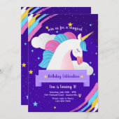 Unicorn Invitations de fête d'anniversaire (Devant / Derrière)