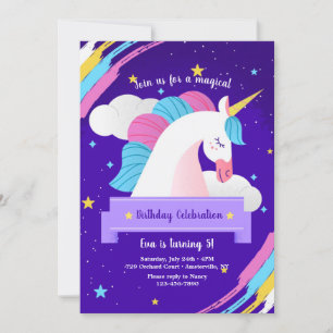Unicorn Invitations de fête d'anniversaire