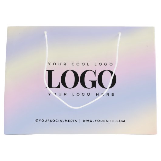 Unicorn Iridescent Holograaf Aangepaste zakelijke  Groot Cadeauzakje (Voorkant)