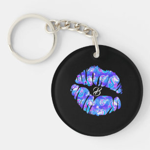 UNICORN Iriserende Paarse Folie Metallic KISS LIPS Sleutelhanger