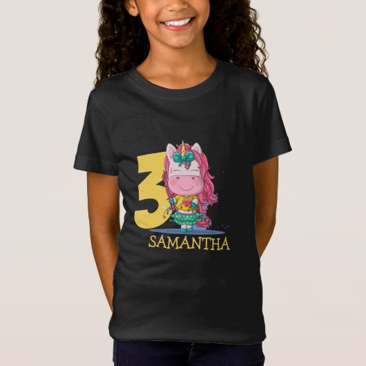 Unicorn jaune 3ème anniversaire T-shirt (Devant)