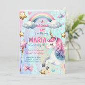 Unicorn Jour magique Anniversaire Fête Invitation (Debout devant)