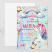 Unicorn Jour magique Anniversaire Fête Invitation (Devant / Derrière)