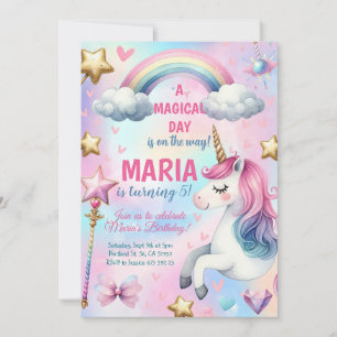 Unicorn Jour magique Anniversaire Fête Invitation