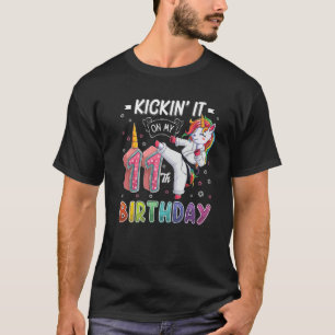 Unicorn Karate 11e verjaardag Elf 11 jaar oud T T-shirt