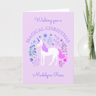 Unicorn Kerstfeestdag Aangepast Paars Feestdagen Kaart
