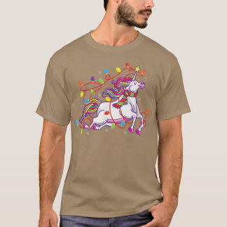 Unicorn kerstlampjes met juffrouw jongens Meisjes  T-shirt