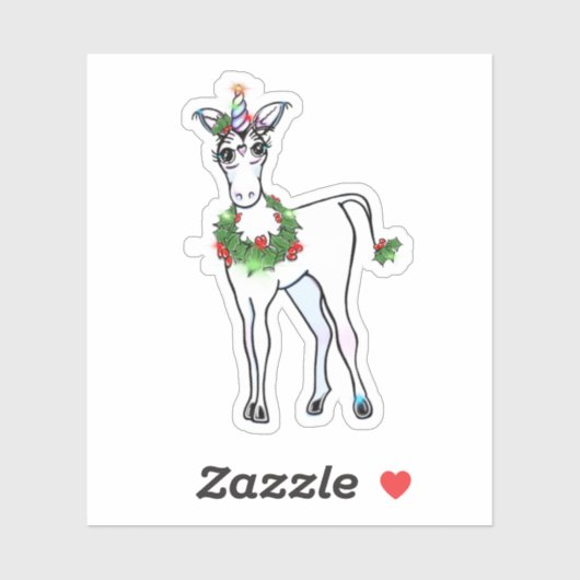 Unicorn | Kerstmager Sticker (Vel)