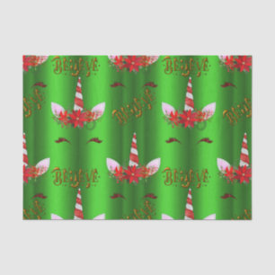 Unicorn Kerstmis Believe Green Tissuepapier