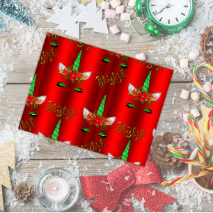 Unicorn Kerstmis Believe Red Briefkaart