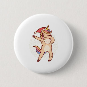 unicorn kerstmis ronde button 5,7 cm