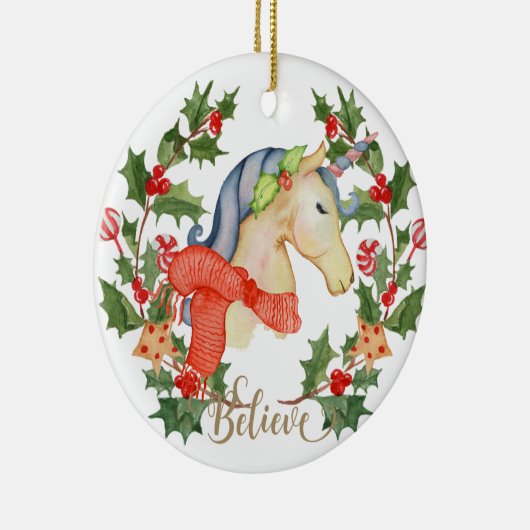 Unicorn kerstversiering keramisch ornament (Rechts)