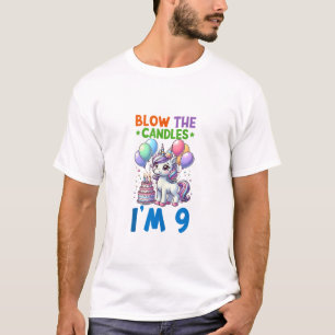 Unicorn Kids 9e verjaardagsfeestje Jongen 9 Jaar O T-shirt