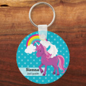 Unicorn * Kies uw achtergrondkleur Sleutelhanger (Voorkant)