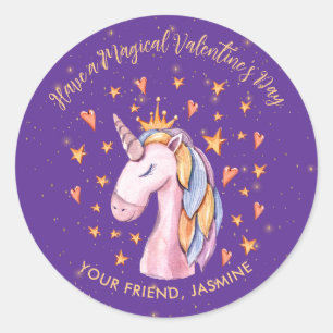 Unicorn Kinder Classroom Valentijnsdag Ronde Sticker