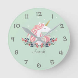 Unicorn Kinder Nursery Wall Clock Ronde Klok