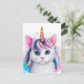 Unicorn Kitten Briefkaart (Staand voorkant)