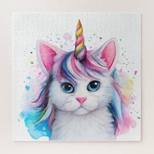 Unicorn Kitten Waterverf Legpuzzel (Verticaal)