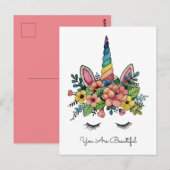 Unicorn Lashes met regenbooghoorn Briefkaart (Voorkant / Achterkant)