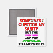 Unicorn Leprechaun Sanity Funny Fridge Magnet (Recto/Verso)