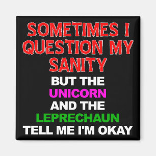 Unicorn Leprechaun Sanity Funny Fridge Magnet Magneet